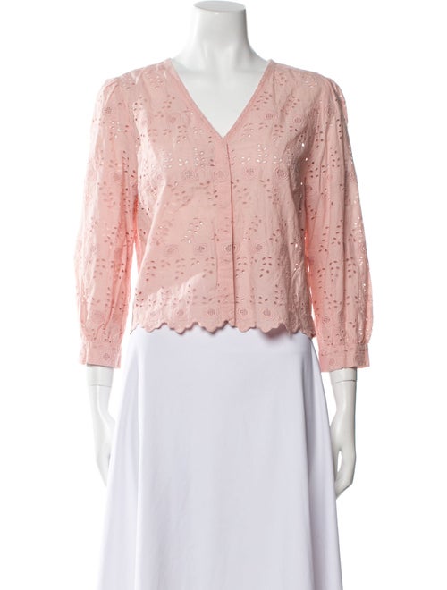 LoveShackFancy Lace Pattern V-Neck Crop Top