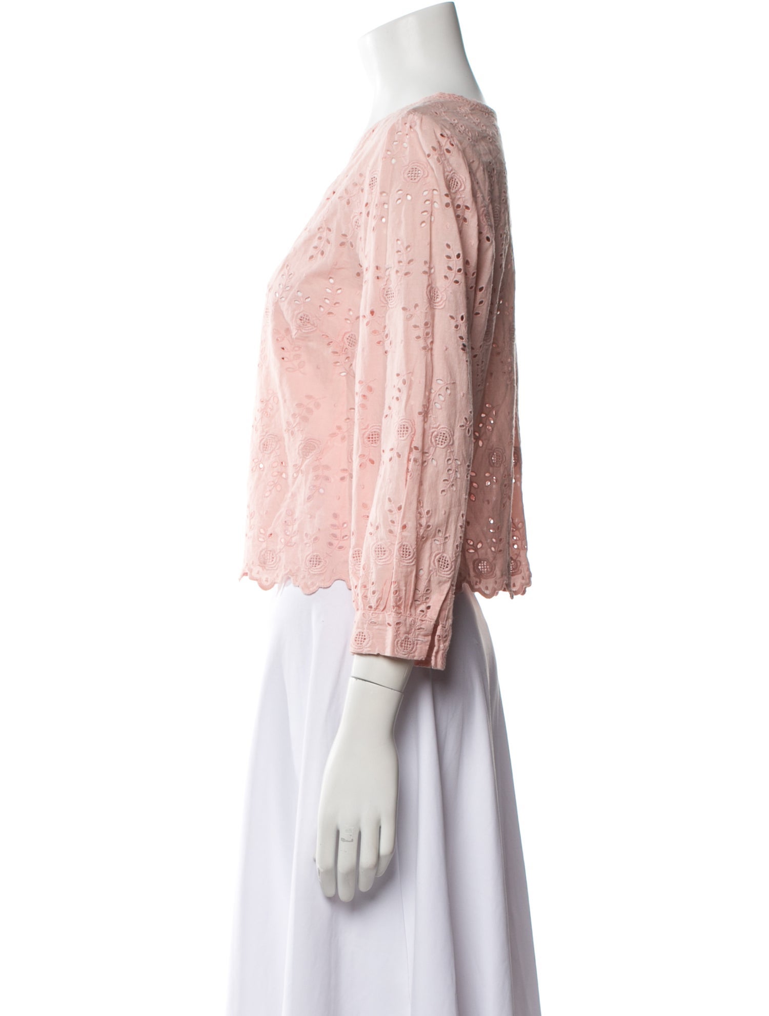 LoveShackFancy Lace Pattern V-Neck Crop Top