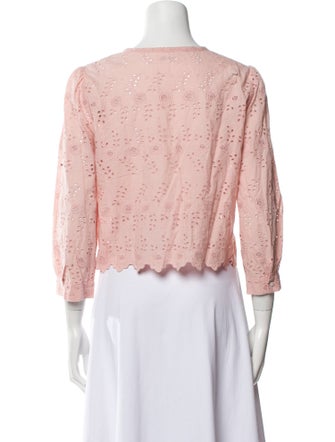 LoveShackFancy Lace Pattern V-Neck Crop Top