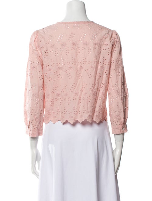 LoveShackFancy Lace Pattern V-Neck Crop Top