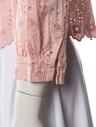 LoveShackFancy Lace Pattern V-Neck Crop Top