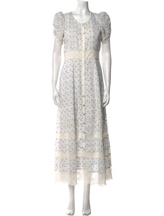 LoveShackFancy Floral Print Long Dress