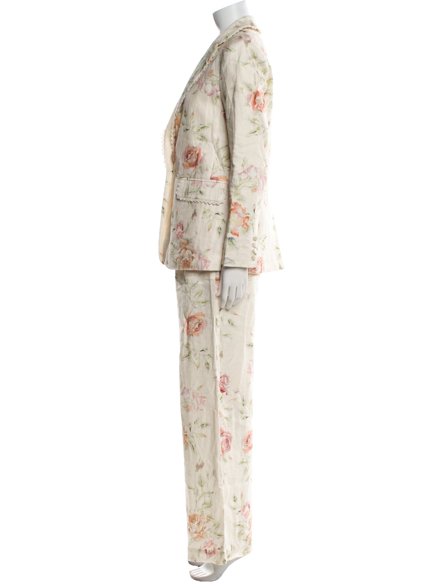 LoveShackFancy Linen Floral Print Pantsuit