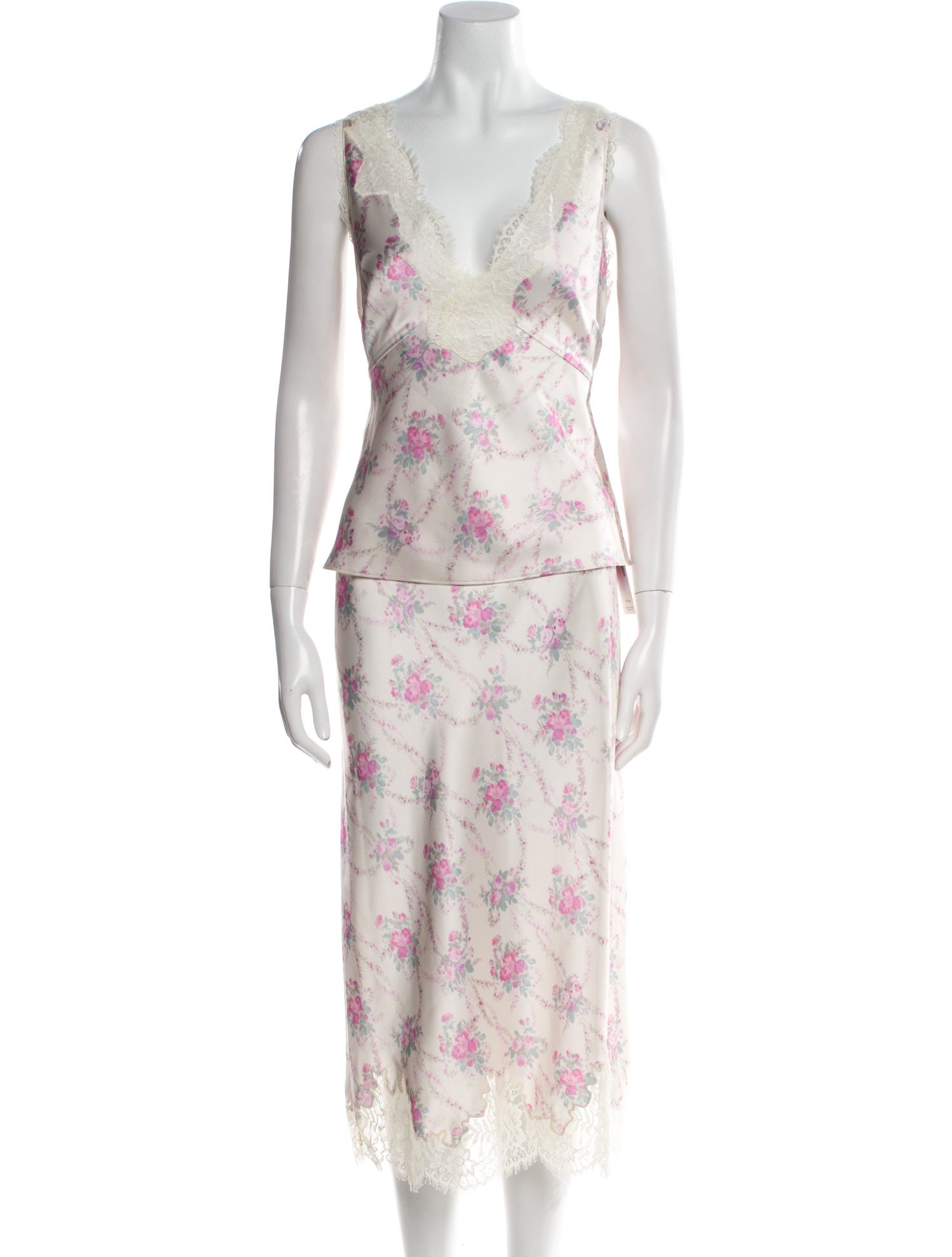 LoveShackFancy Printed Lace Trim Embellishment Skirt Set