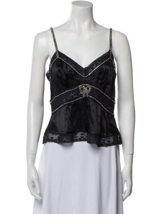 LoveShackFancy V-Neck Sleeveless Crop Top