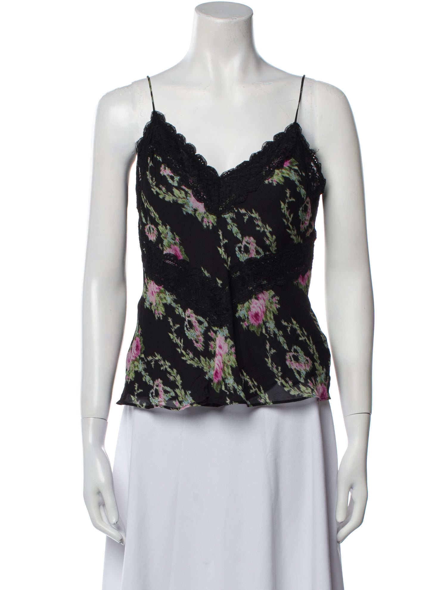 LoveShackFancy Floral Print V-Neck Top