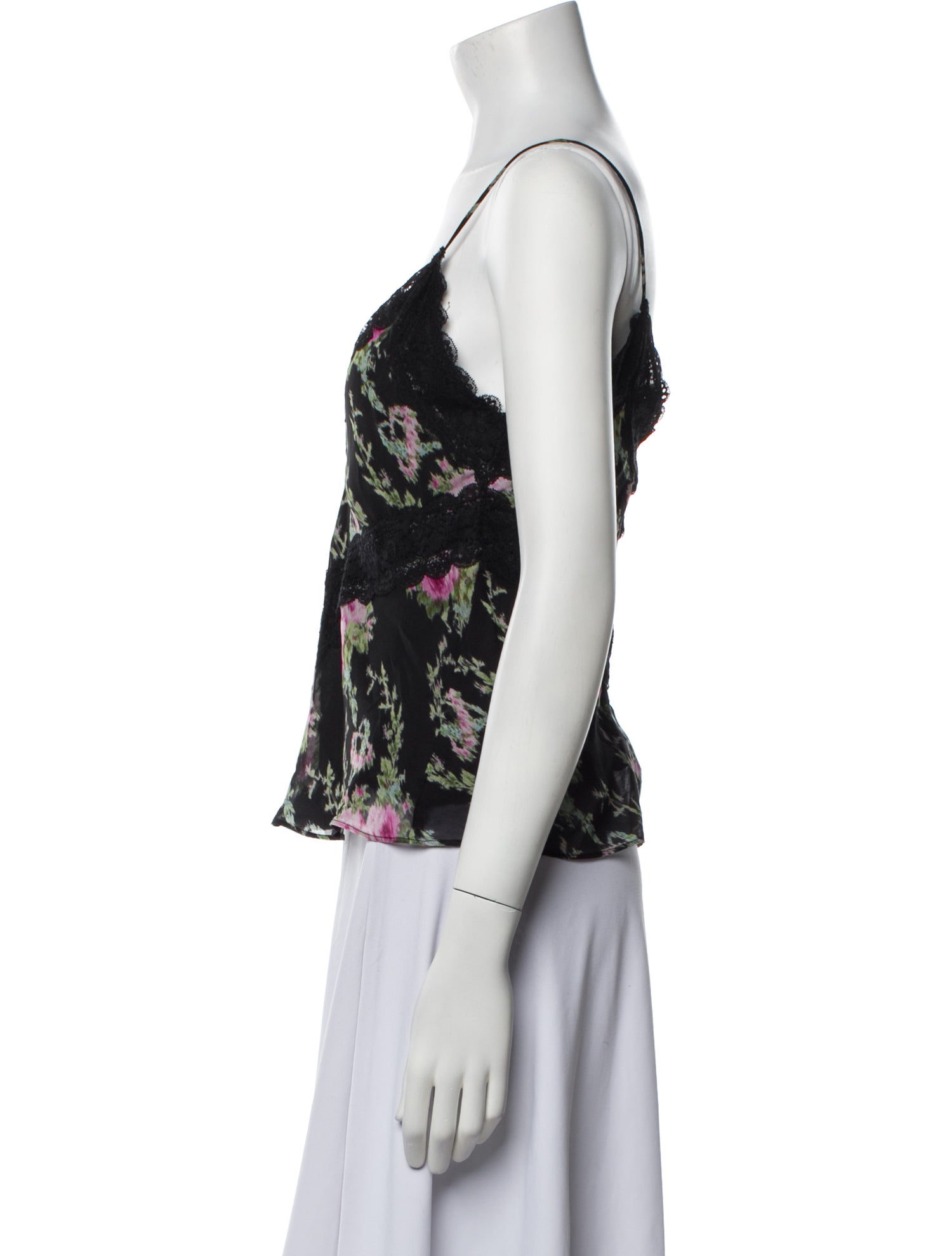 LoveShackFancy Floral Print V-Neck Top