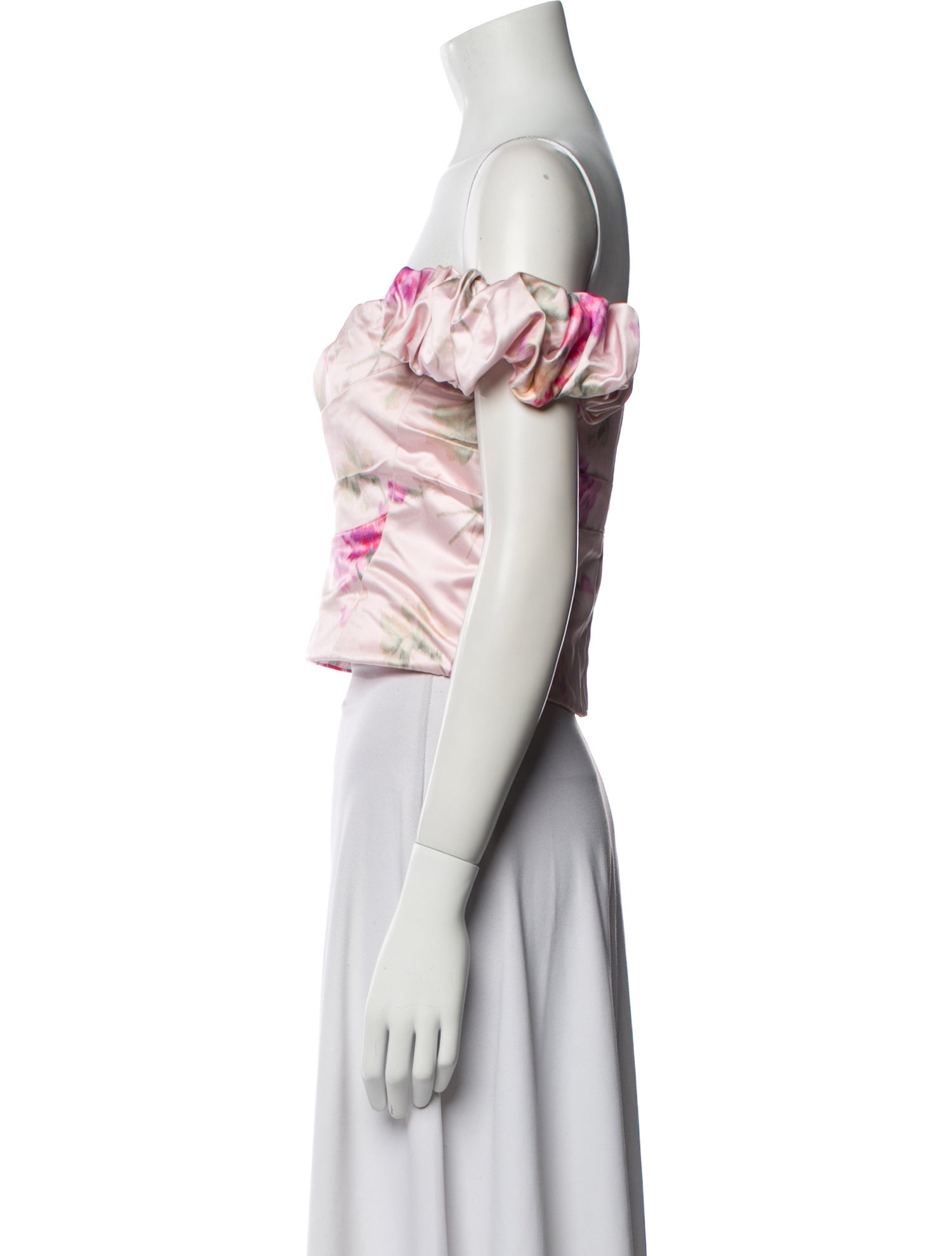 LoveShackFancy Floral Print Off-The-Shoulder Crop Top