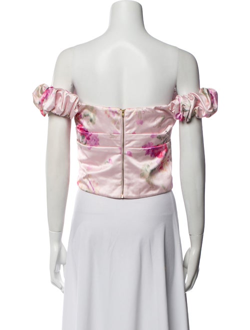 LoveShackFancy Floral Print Off-The-Shoulder Crop Top