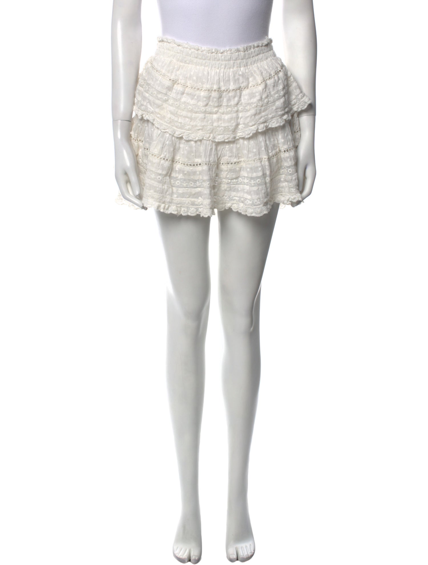 LoveShackFancy Lace Trim Embellishment Mini Skirt