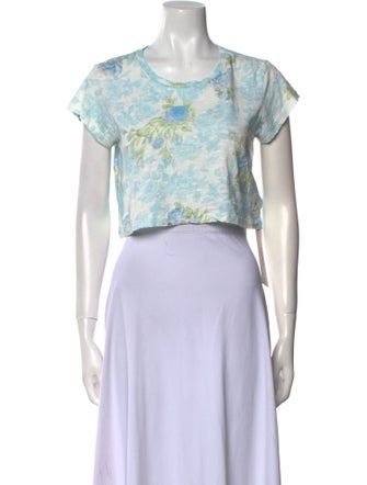 LoveShackFancy Printed Scoop Neck Crop Top