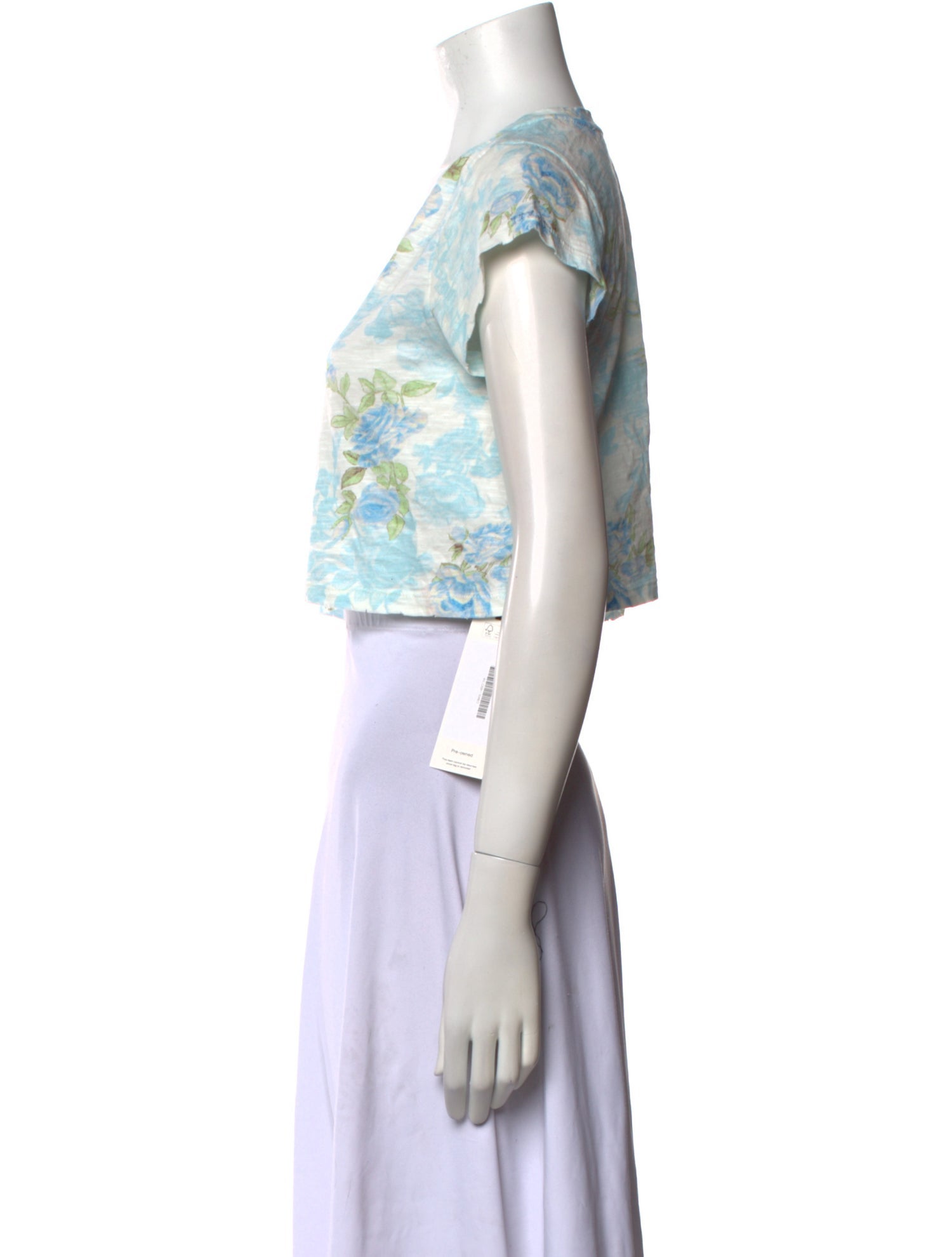 LoveShackFancy Printed Scoop Neck Crop Top