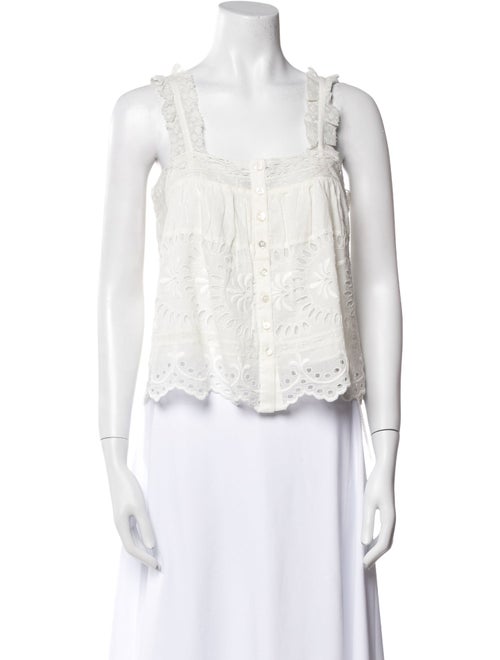 LoveShackFancy Square Neckline Sleeveless Crop Top