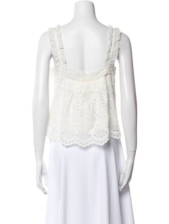 LoveShackFancy Square Neckline Sleeveless Crop Top