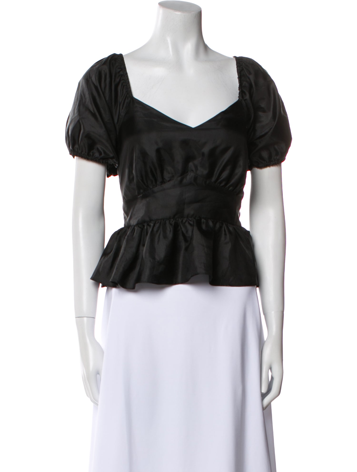 LoveShackFancy Square Neckline Short Sleeve Crop Top