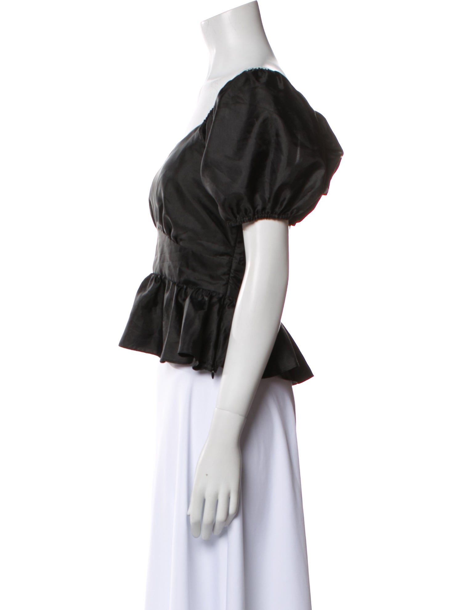 LoveShackFancy Square Neckline Short Sleeve Crop Top