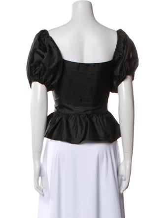 LoveShackFancy Square Neckline Short Sleeve Crop Top