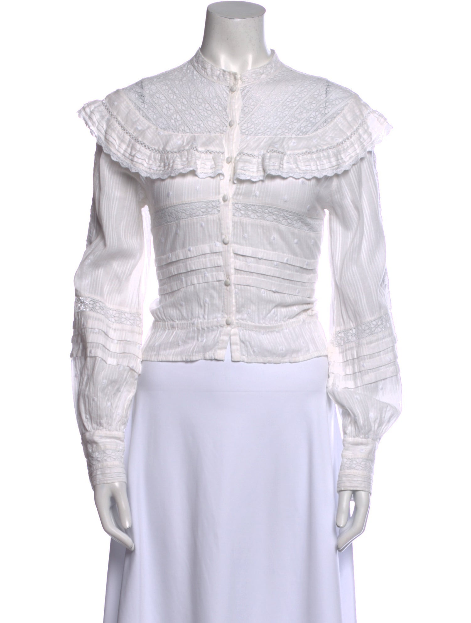 LoveShackFancy Mock Neck Long Sleeve Crop Top