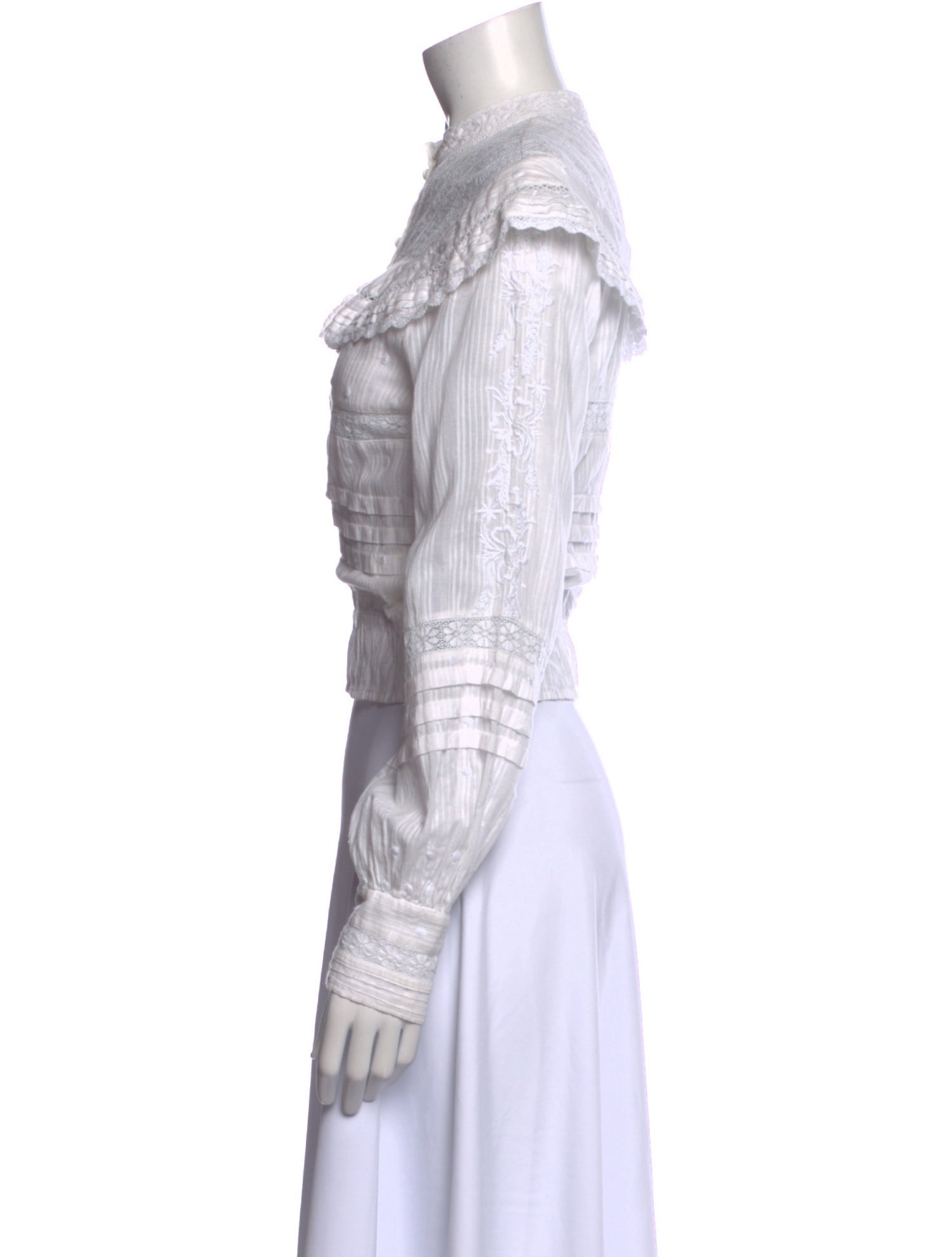 LoveShackFancy Mock Neck Long Sleeve Crop Top