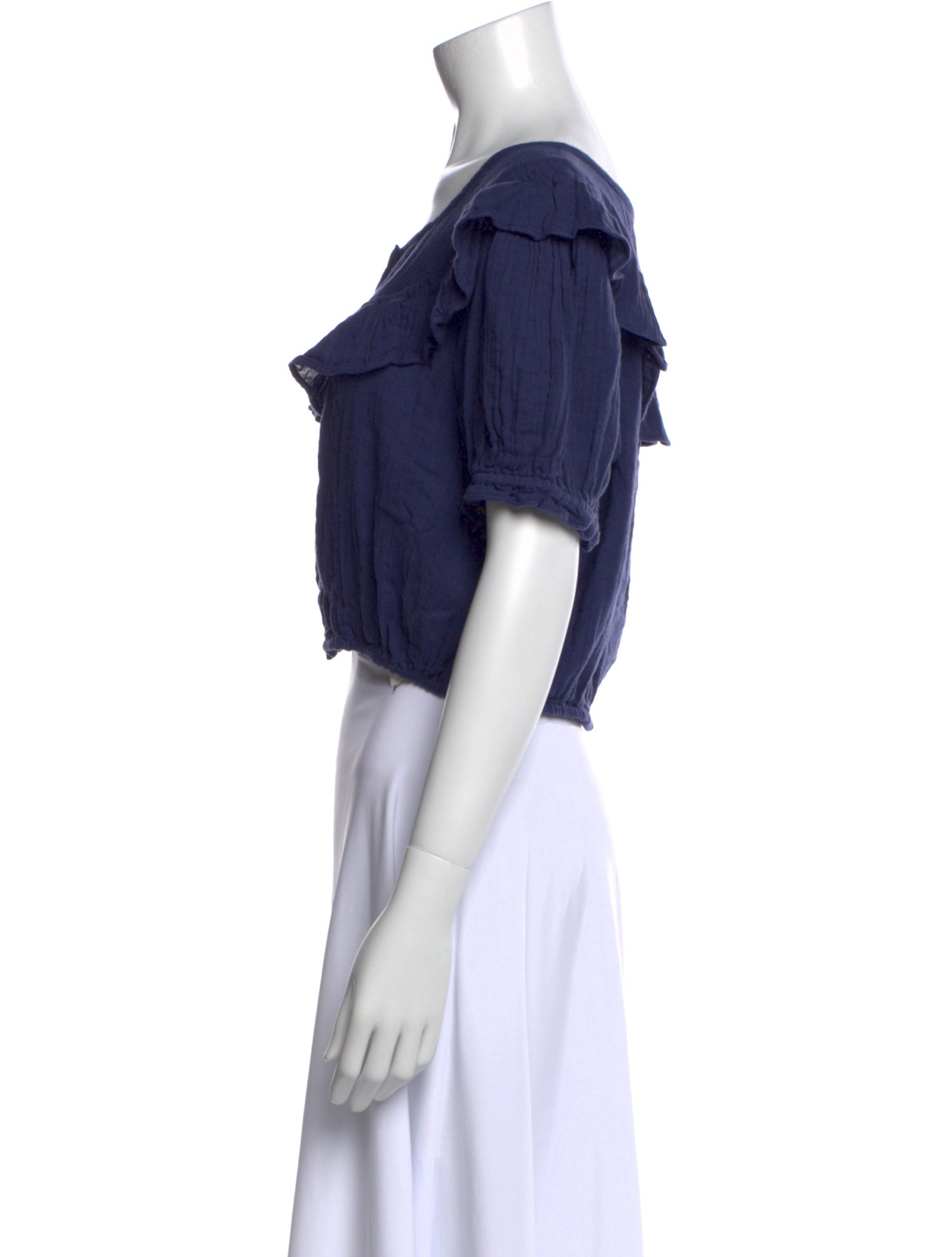 LoveShackFancy Off-The-Shoulder Short Sleeve Crop Top