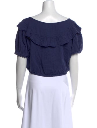 LoveShackFancy Off-The-Shoulder Short Sleeve Crop Top