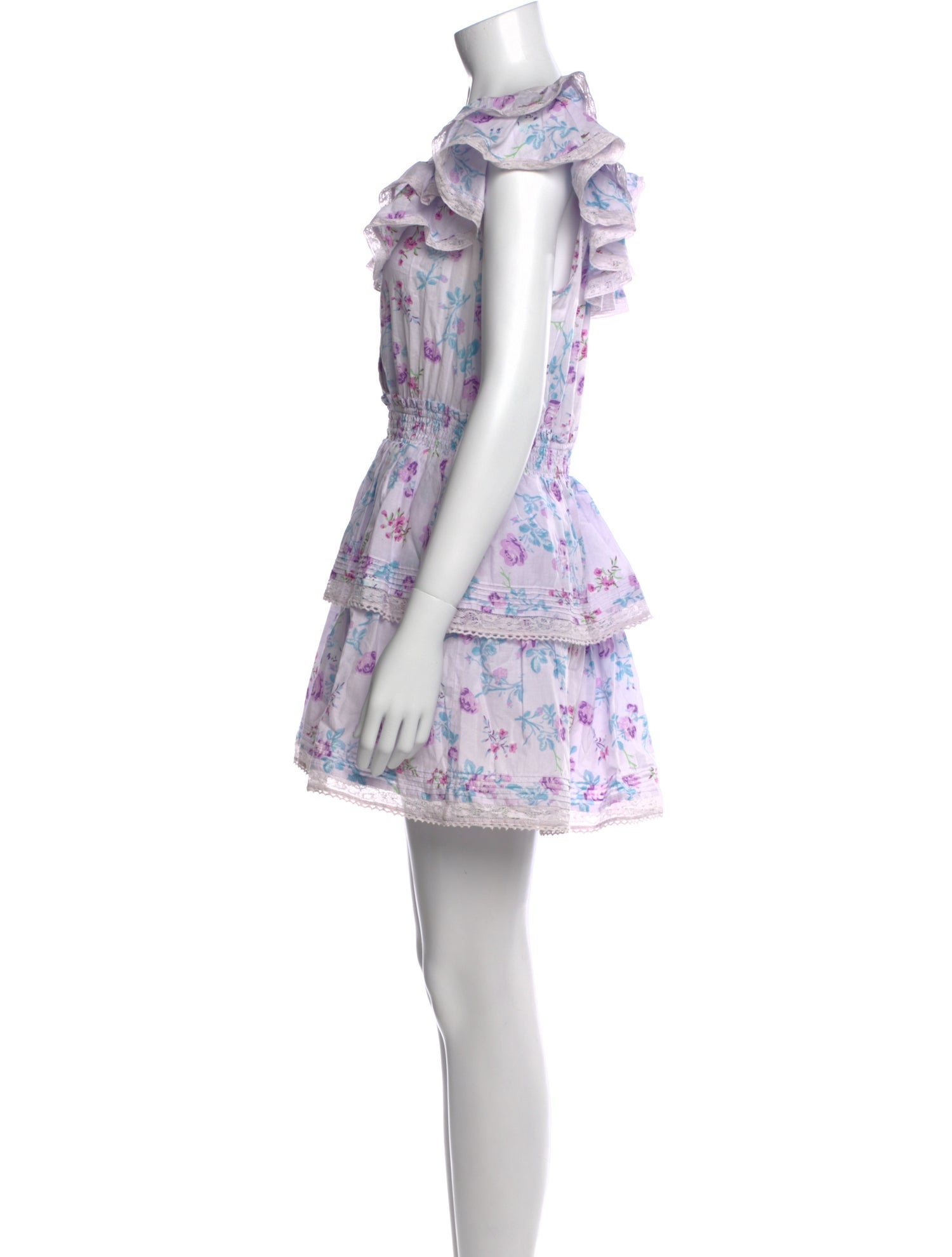 LoveShackFancy Floral Print Mini Dress