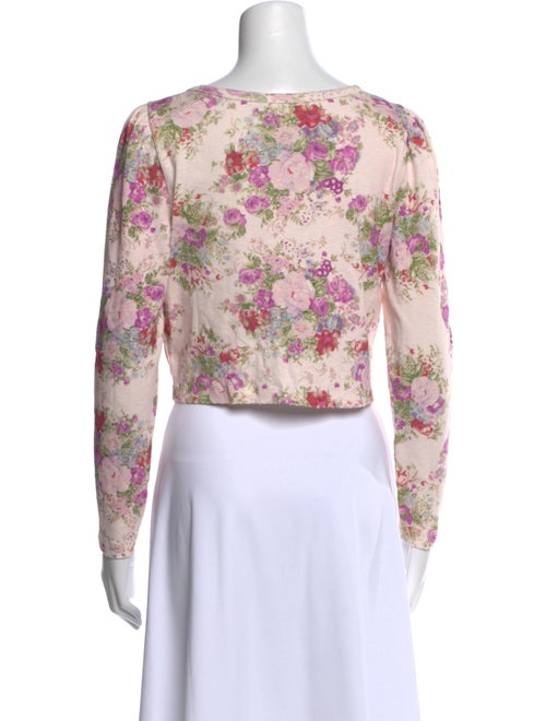 LoveShackFancy Floral Print Scoop Neck Crop Top