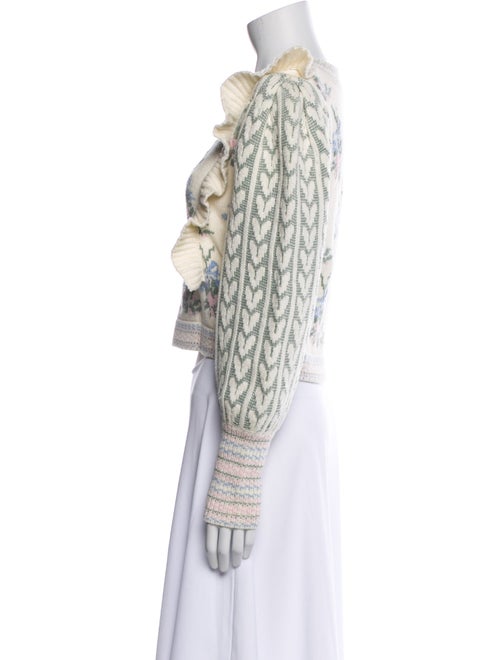 LoveShackFancy Floral Print Bateau Neckline Crop Top