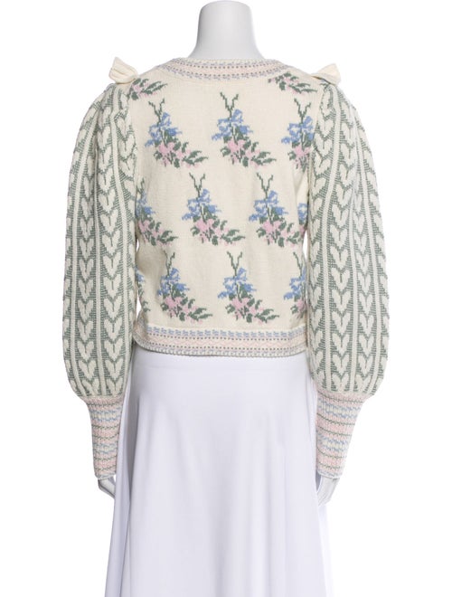 LoveShackFancy Floral Print Bateau Neckline Crop Top