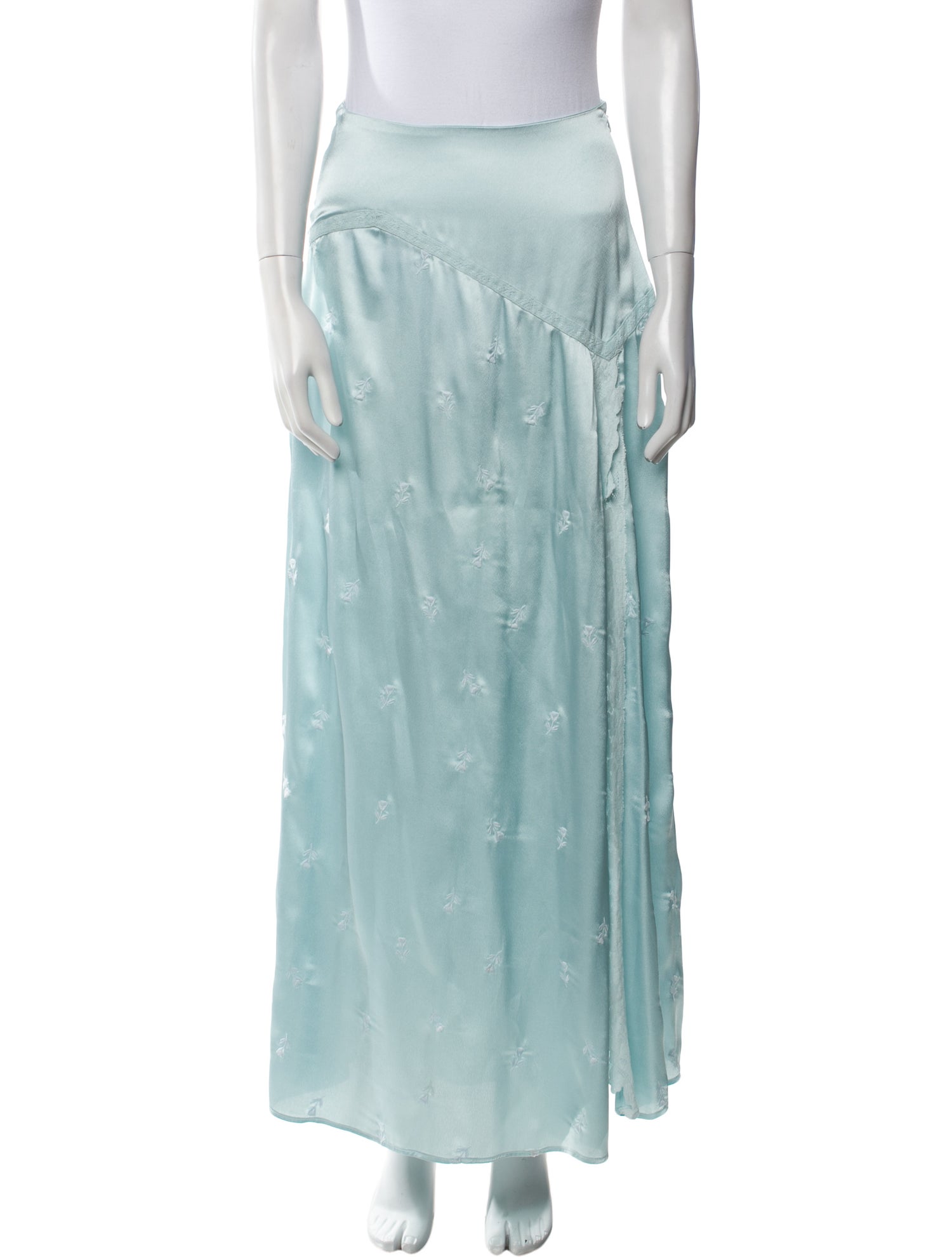 LoveShackFancy Embroidered Accent Midi Length Skirt