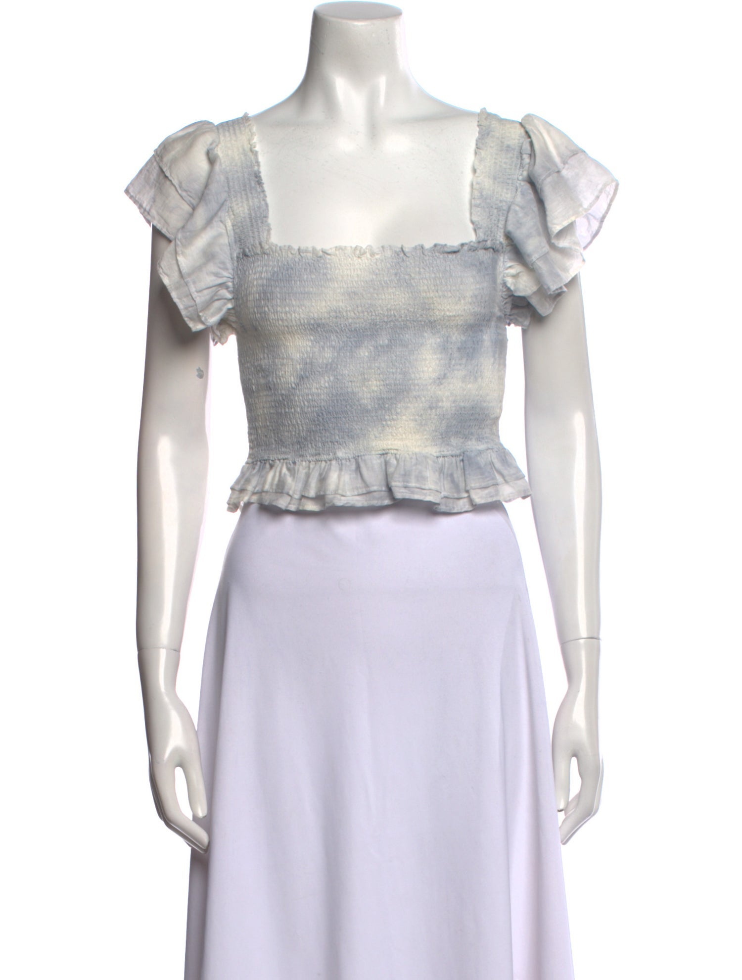 LoveShackFancy Tie-Dye Print Square Neckline Crop Top