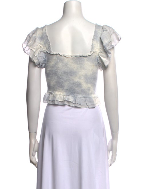 LoveShackFancy Tie-Dye Print Square Neckline Crop Top