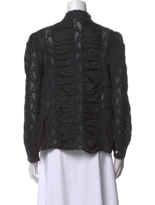 LoveShackFancy Silk Mock Neck Button-Up Top