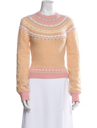 LoveShackFancy Patterned Crew Neck Sweater