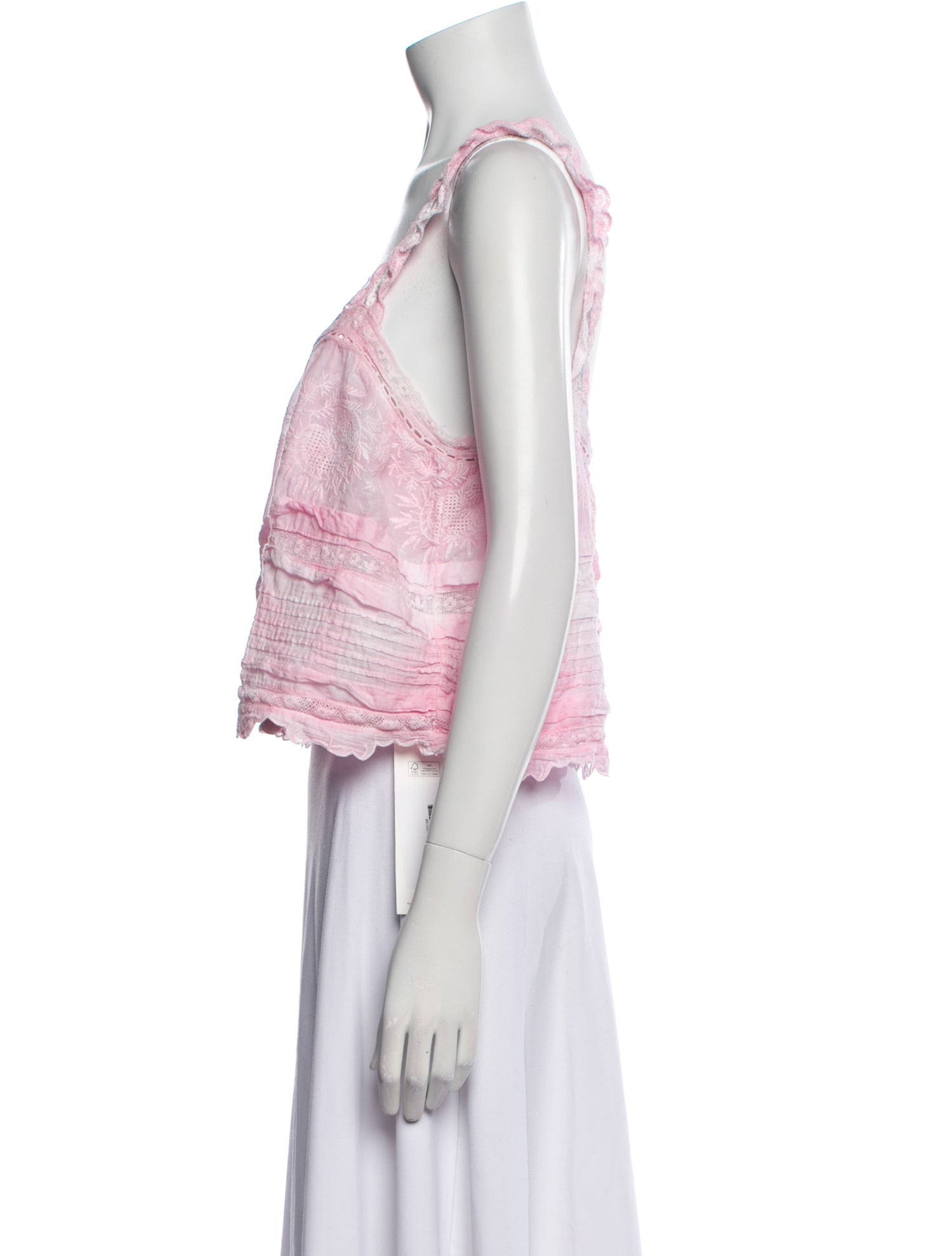 LoveShackFancy Lace Pattern Square Neckline Crop Top