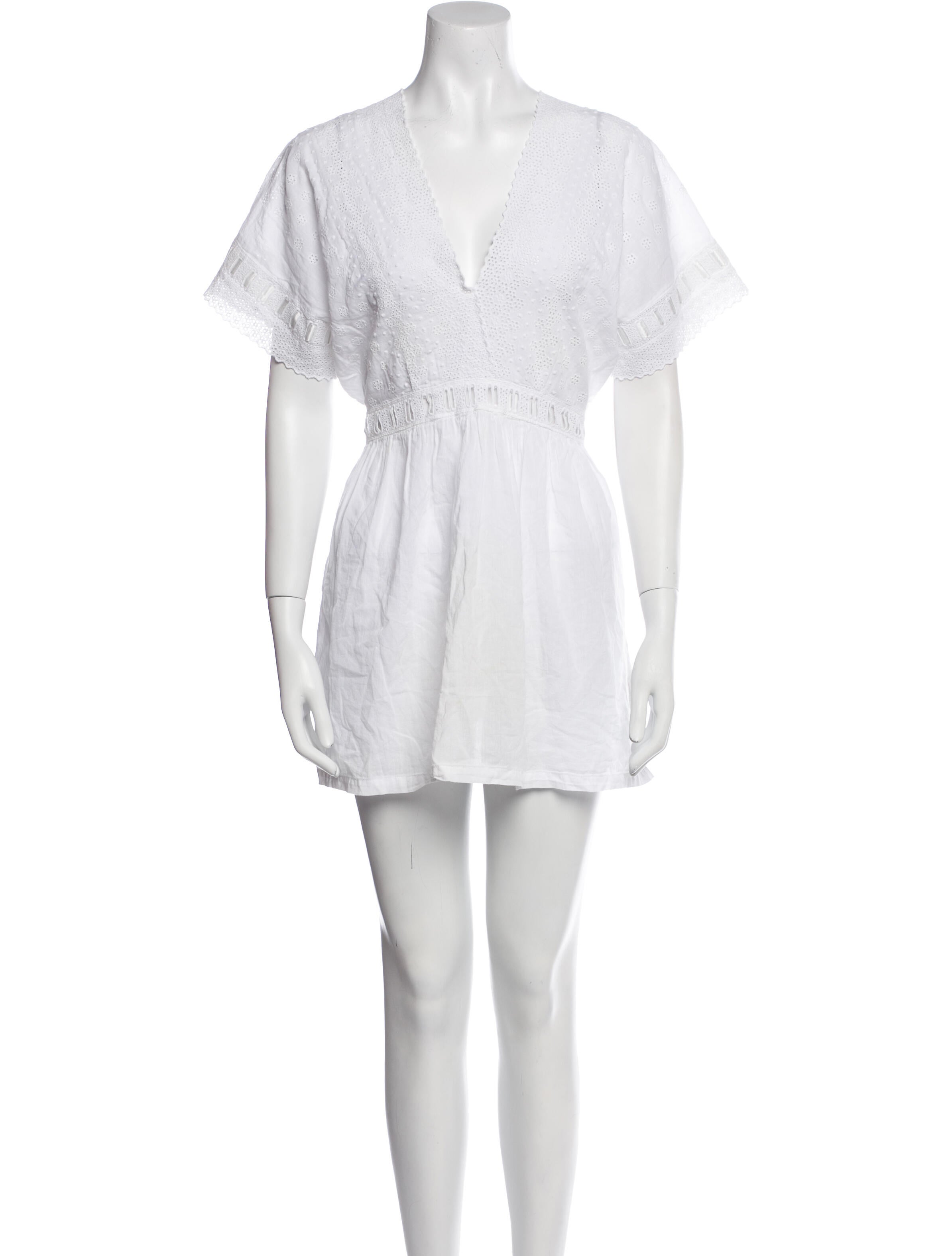 LoveShackFancy V-Neck Mini Dress