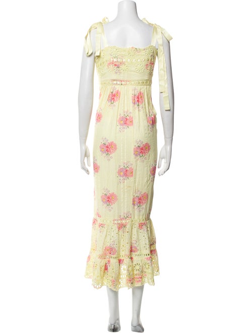 LoveShackFancy Floral Print Midi Length Dress