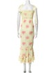 LoveShackFancy Floral Print Midi Length Dress