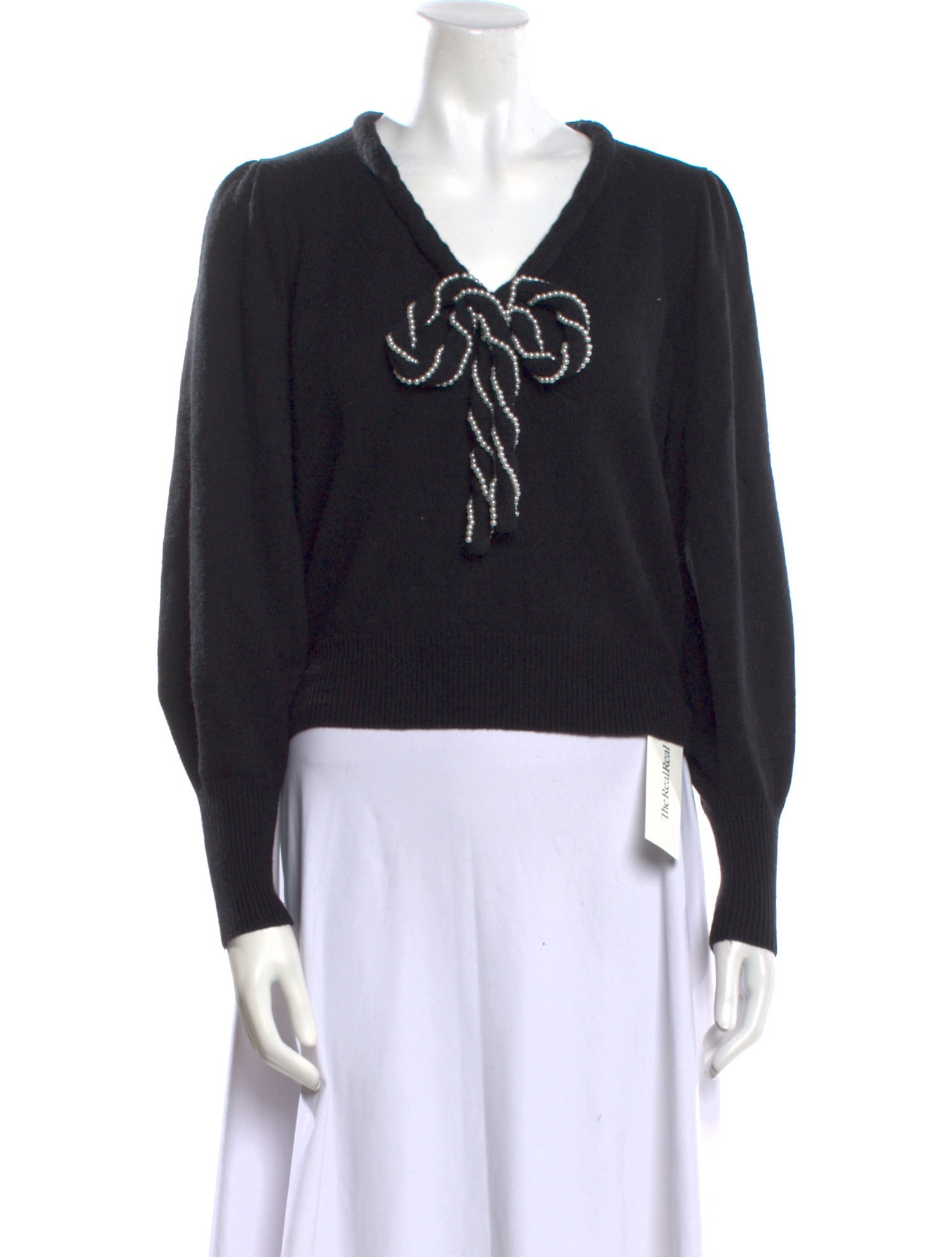 LoveShackFancy Graphic Print V-Neck Sweater