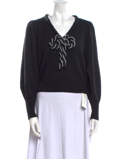 LoveShackFancy Graphic Print V-Neck Sweater