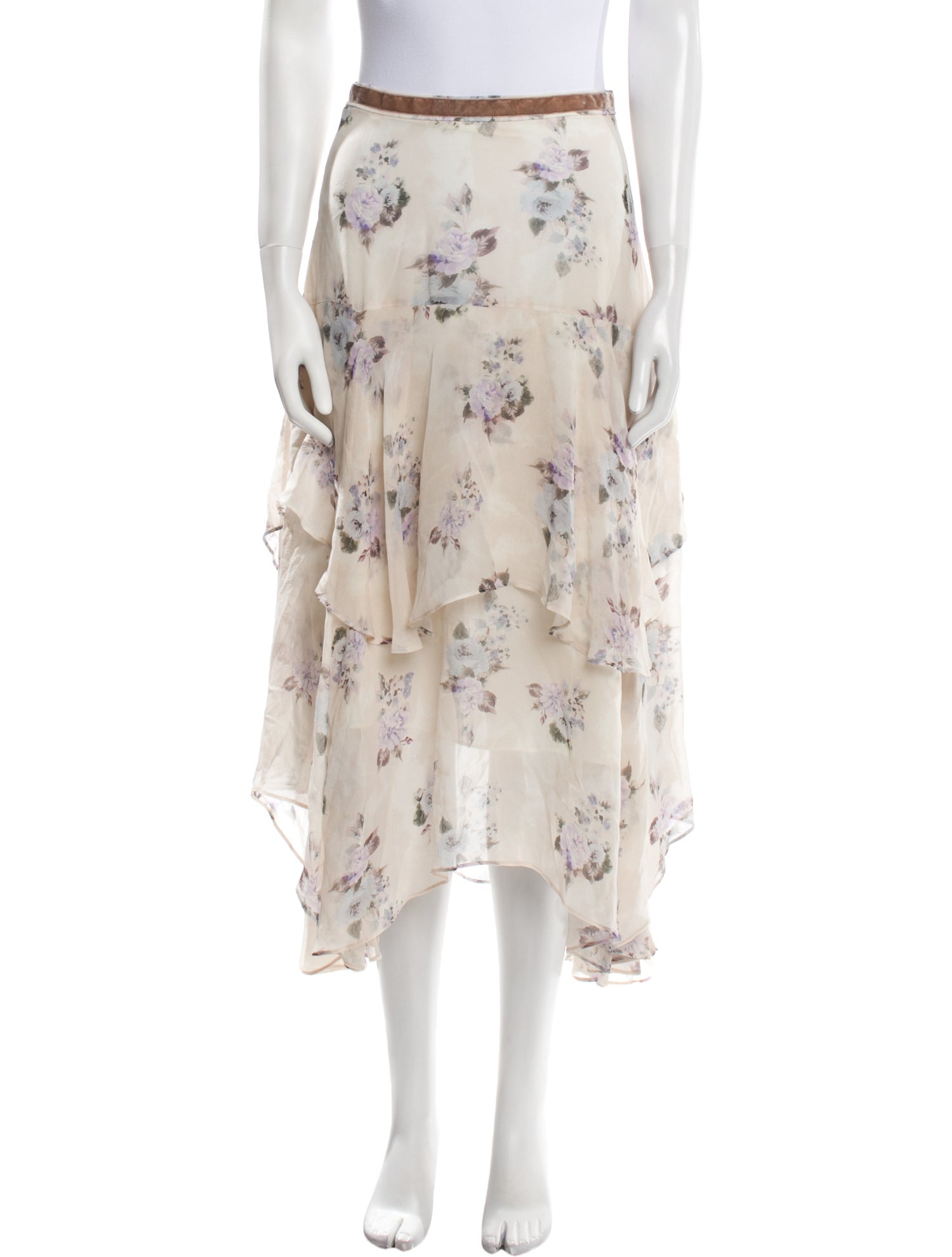 LoveShackFancy Silk Midi Length Skirt