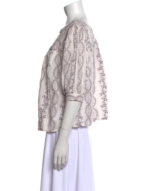 LoveShackFancy Printed Bateau Neckline Blouse