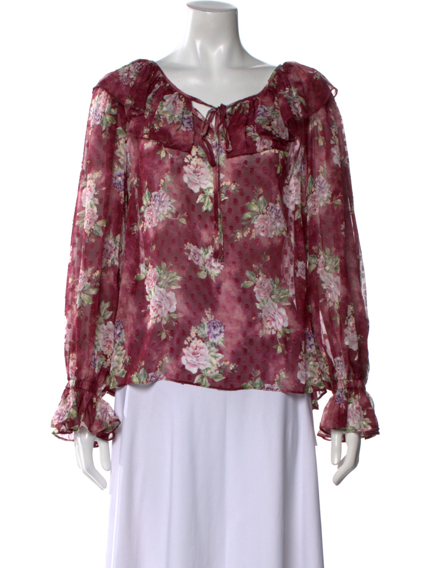 LoveShackFancy Silk Floral Print Blouse