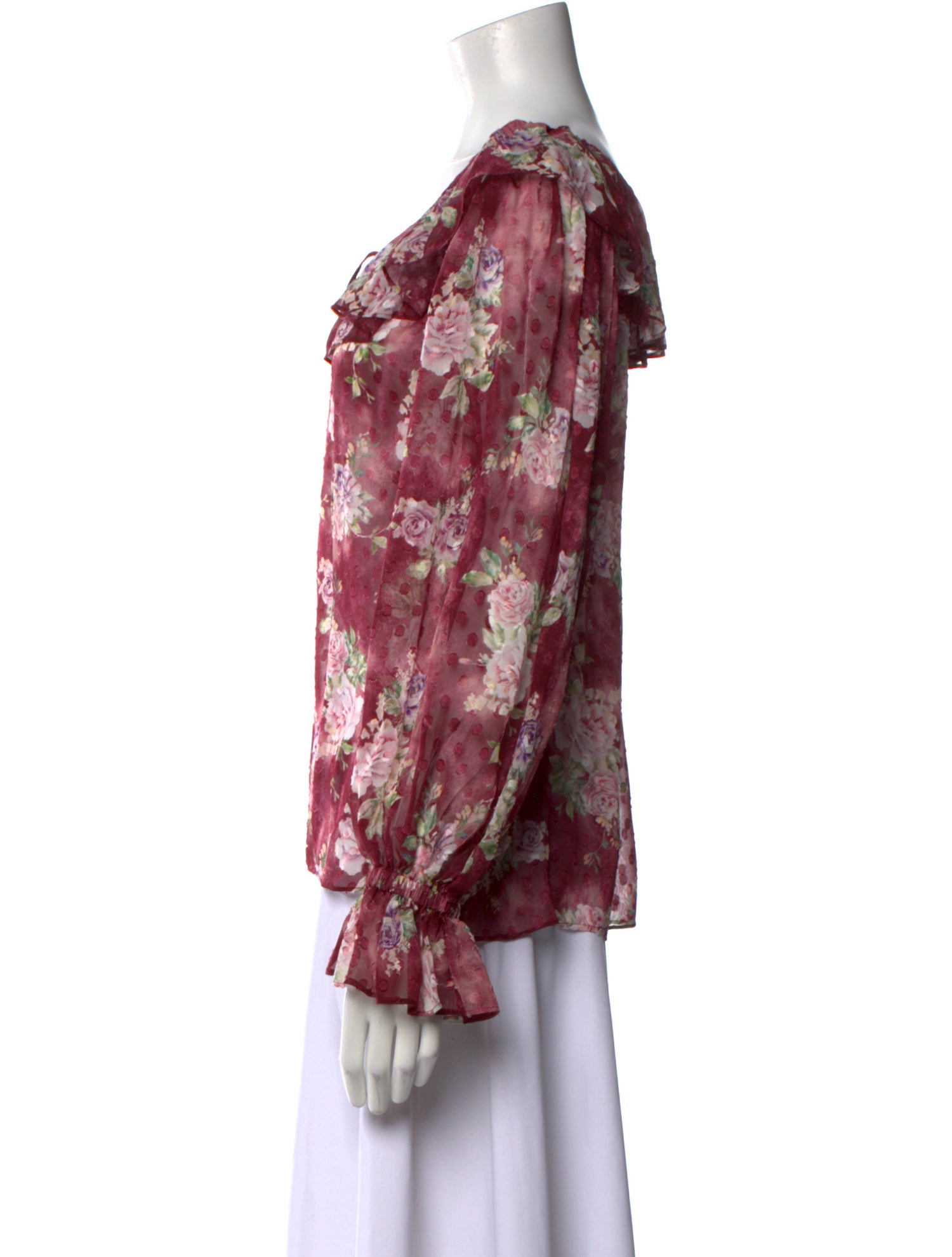 LoveShackFancy Silk Floral Print Blouse