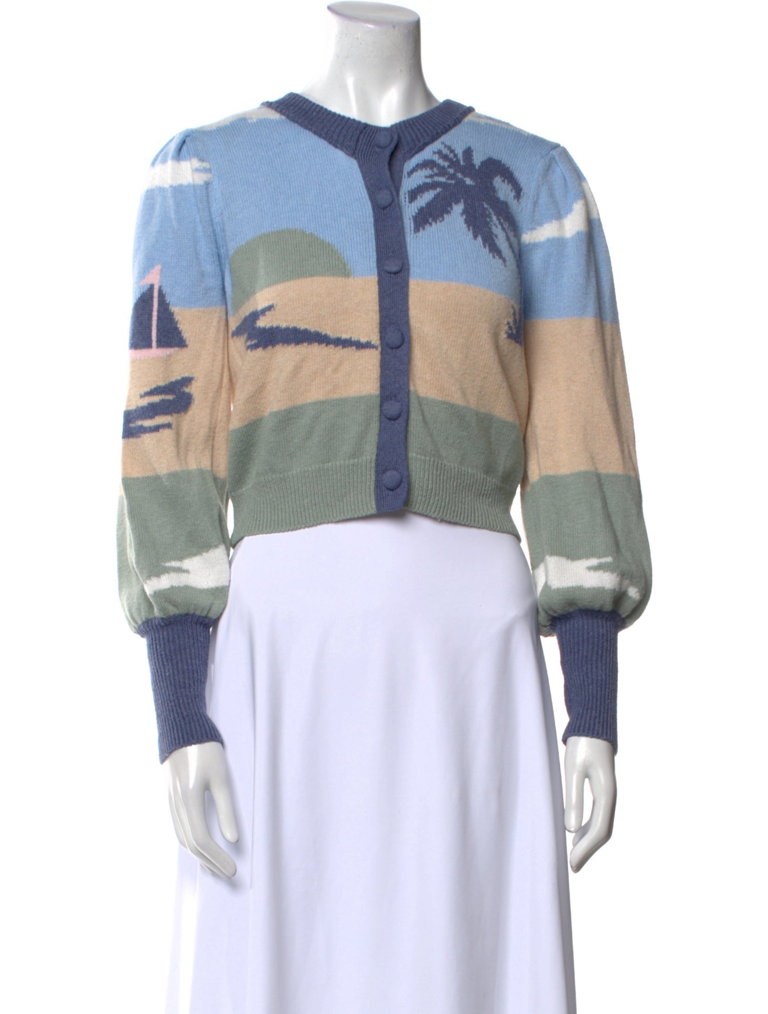 LoveShackFancy Printed Crew Neck Sweater