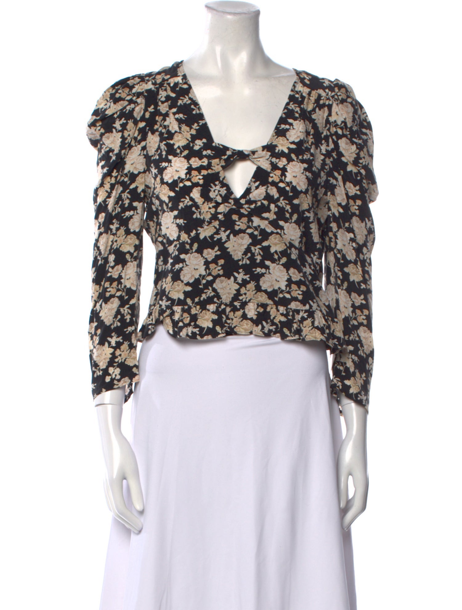 LoveShackFancy Silk Floral Print Crop Top