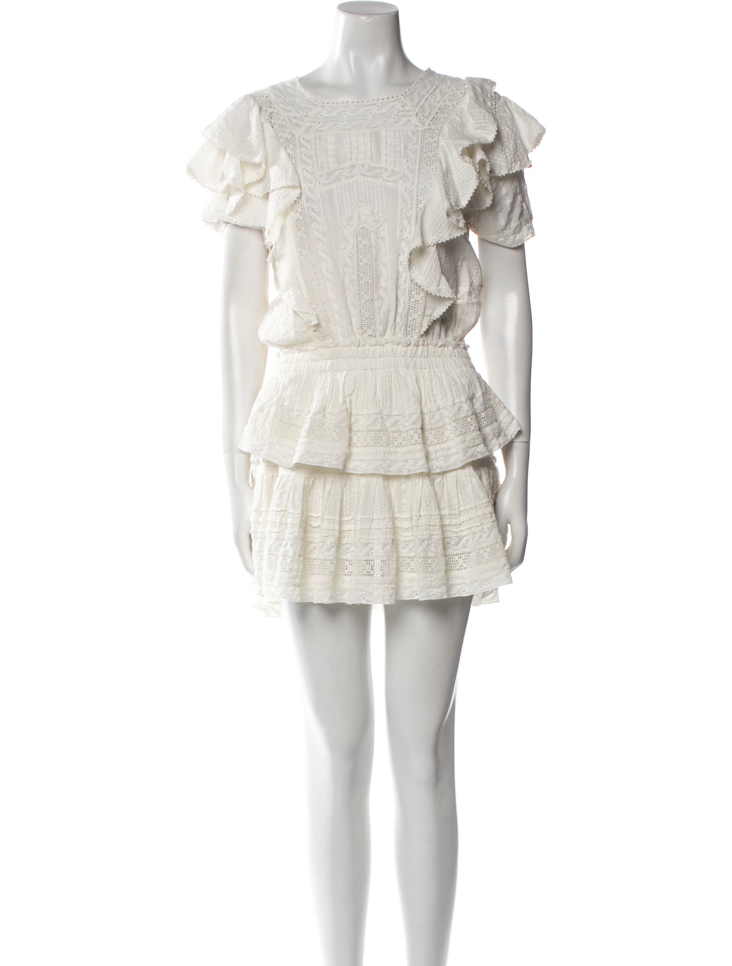 LoveShackFancy Bateau Neckline Mini Dress