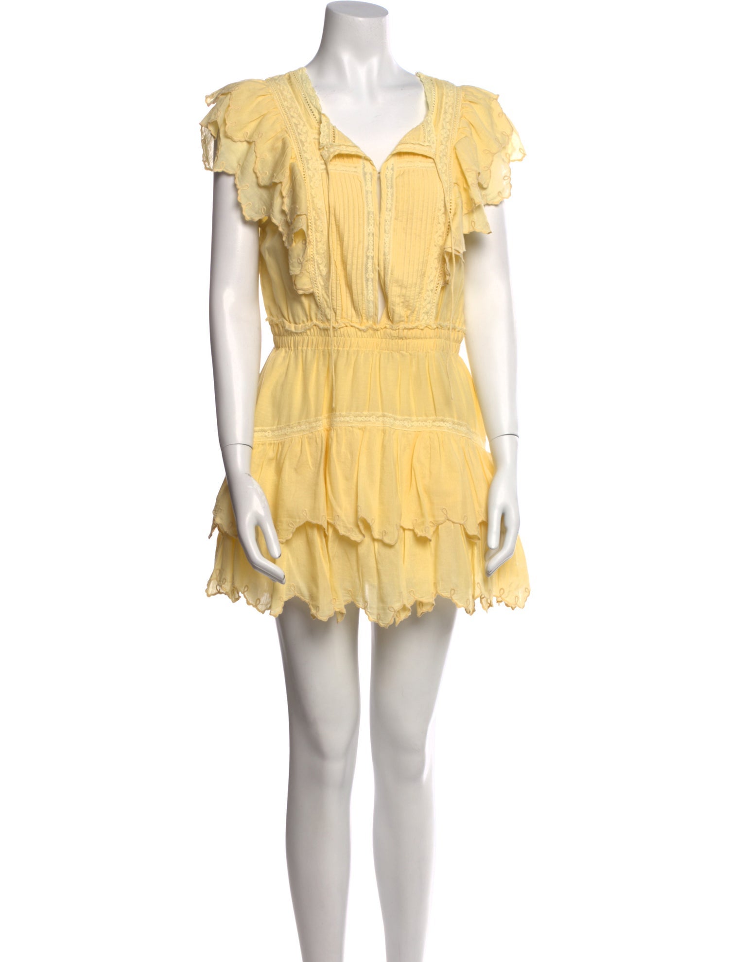 LoveShackFancy V-Neck Mini Dress