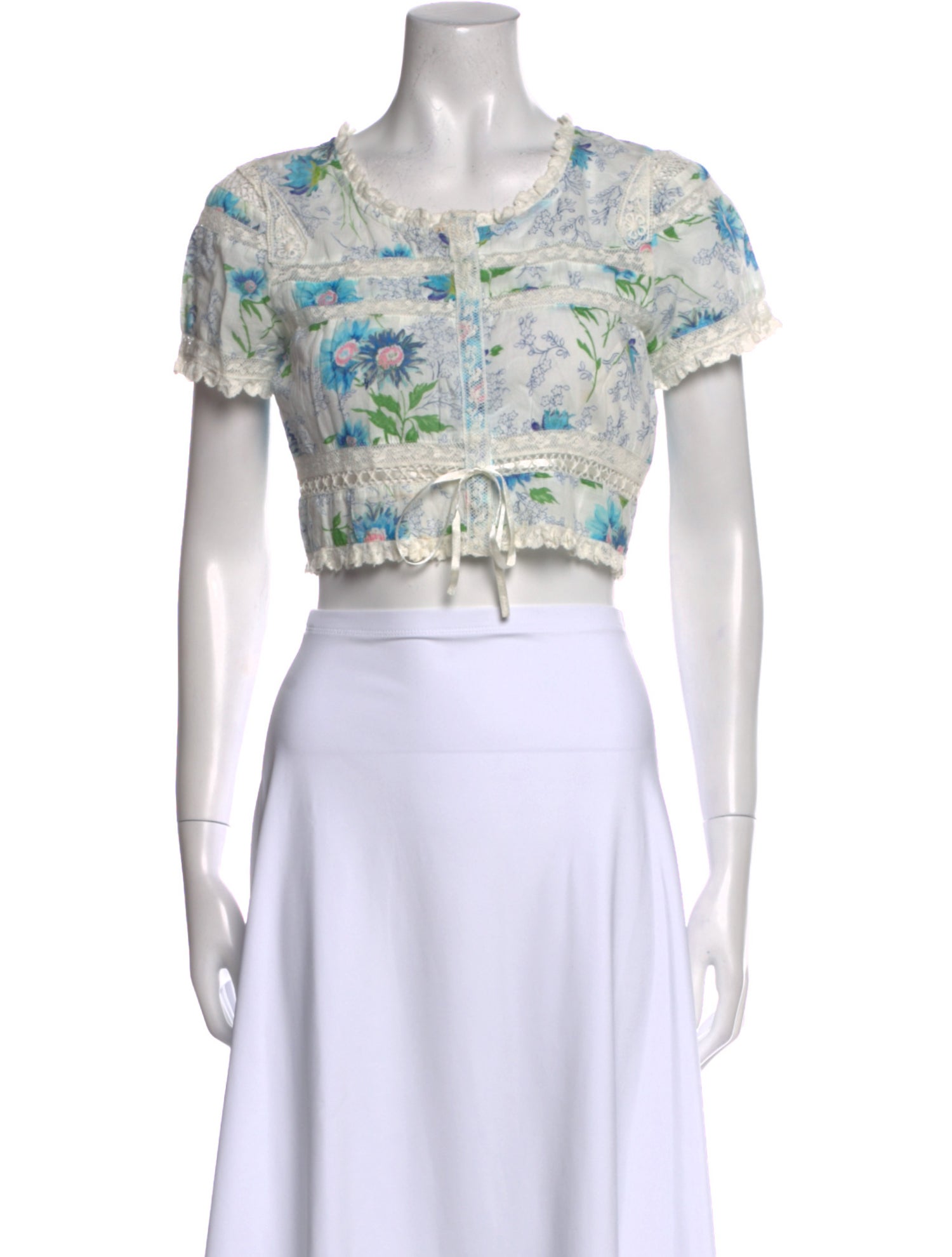 LoveShackFancy Printed Scoop Neck Crop Top