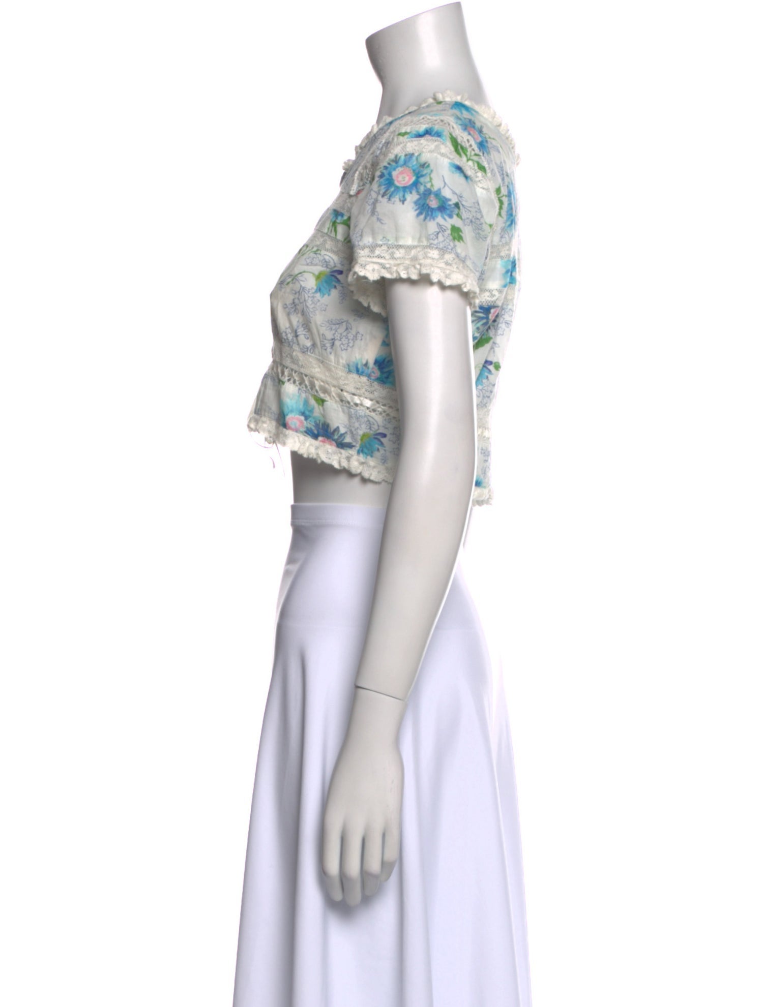 LoveShackFancy Printed Scoop Neck Crop Top